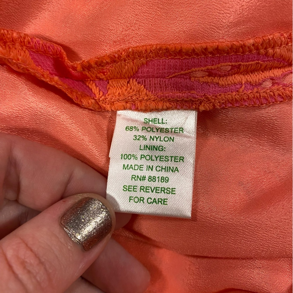 🪸 8 Lilly Pulitzer Rosaline Dress Lace Lined V Neck Pink and Orange Coral - Picture 11 of 11